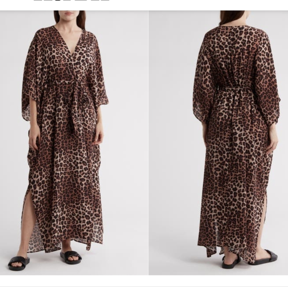 NWT Good American leopard chiffon kimono